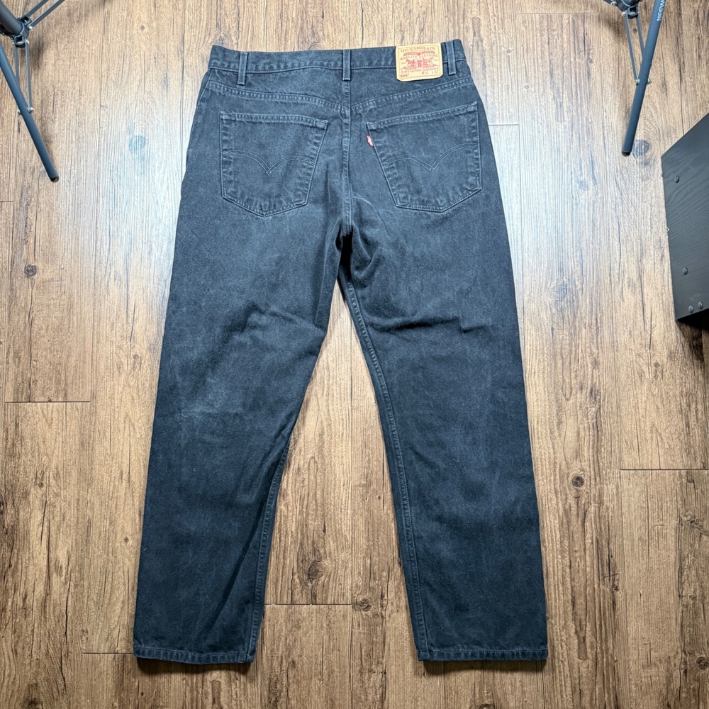 Vtg Levis 505 Regular Fit Straight Leg Jeans 38x30 (36x30) Black Denim Faded 90s